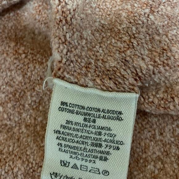 Free People Nude Pink Long Sleeve Square Ribbed Fleece Flare Sweater Top Size XS - Picture 4 of 4